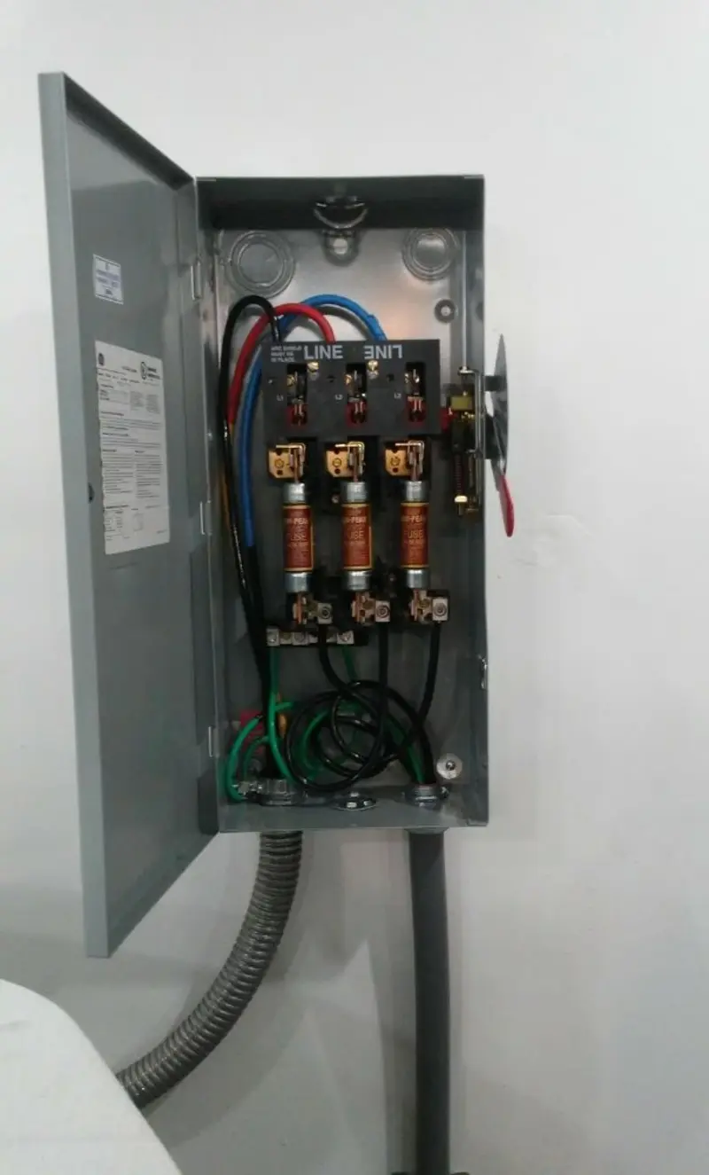 Three-phase disconnect switch installed for Electrical Wiring & Rewiring in Fairfield Plantation